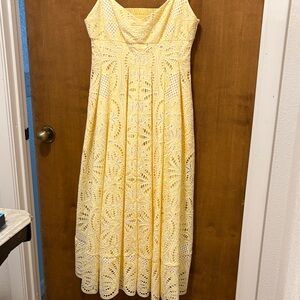 22. Antonio Melanie Elegant Yellow Lace Dress